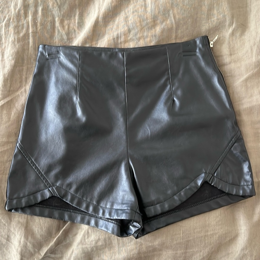 Faux leather shorts
